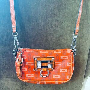 Vintage Orange Embellished Guess Shoulder/Hand Bag
